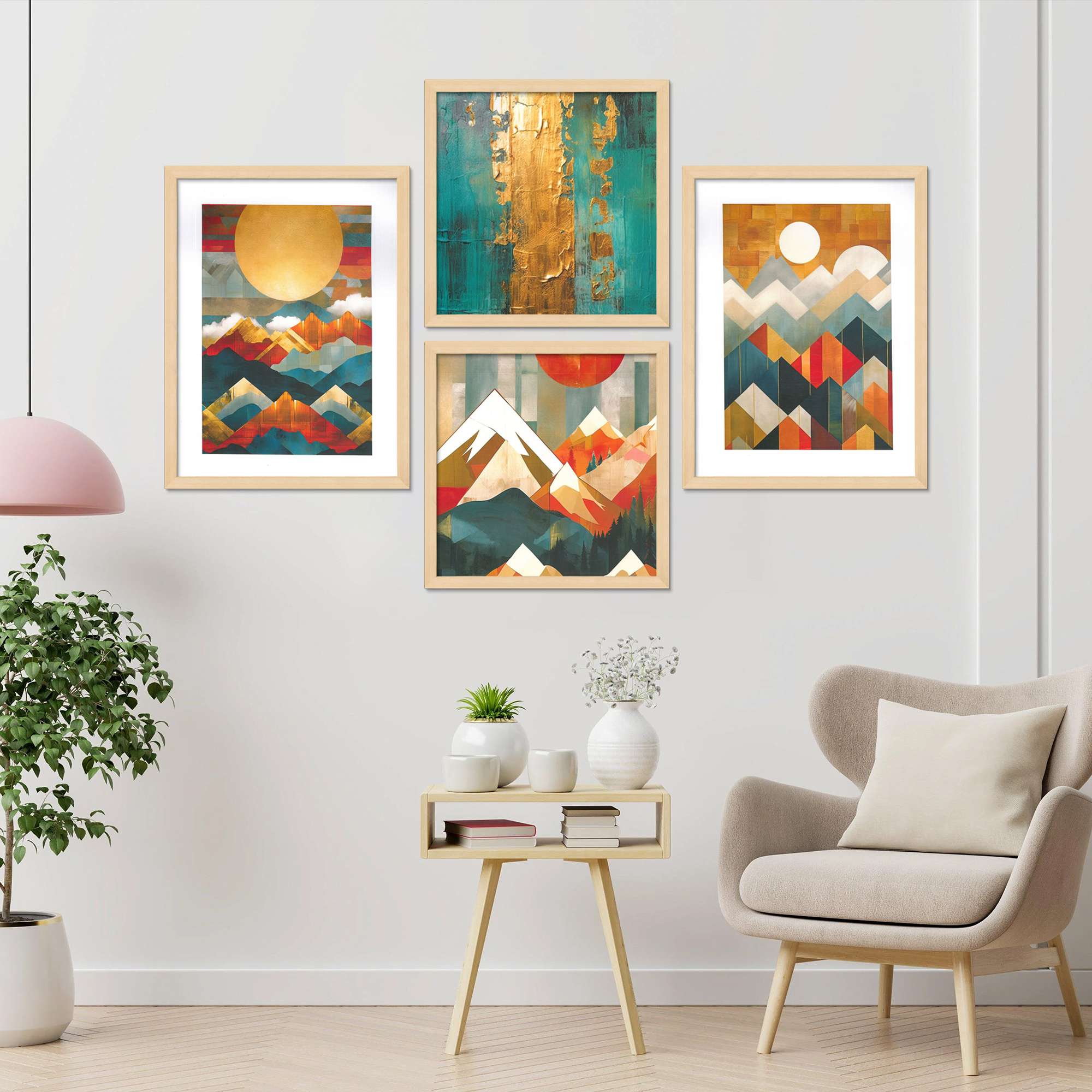 SET OF 4 DIGITAL WALL PAINTING
